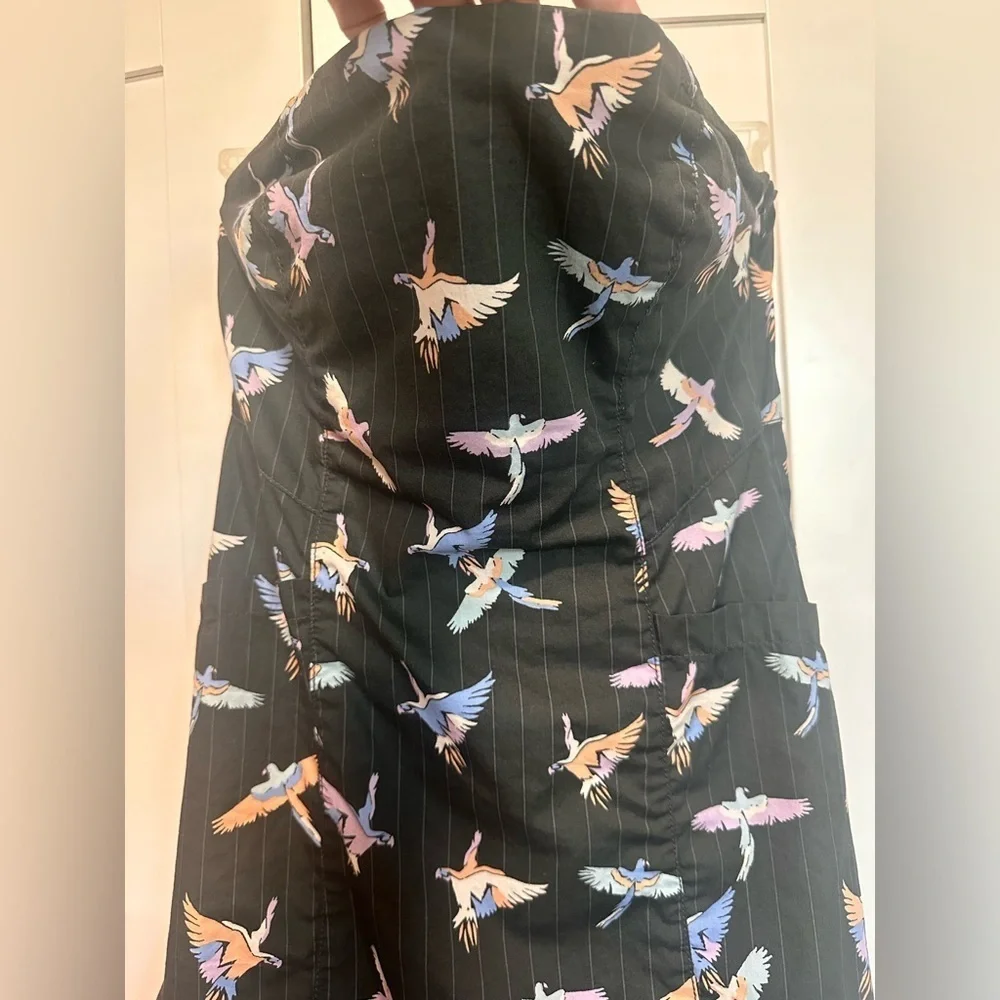 Free People Colorful Bird Print Strapless Mini Tube Dress Size 4 100% Cotton